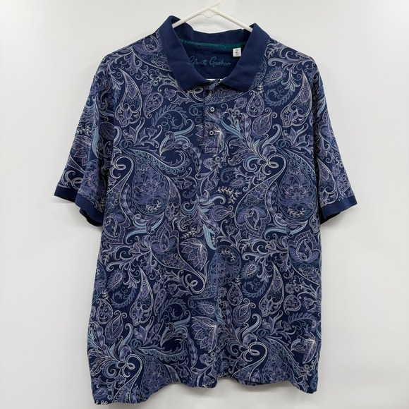 Robert Graham Other - Robert Graham Mens XL Classic Fit Polo Shirt Blue Purple Paisley Print All Over